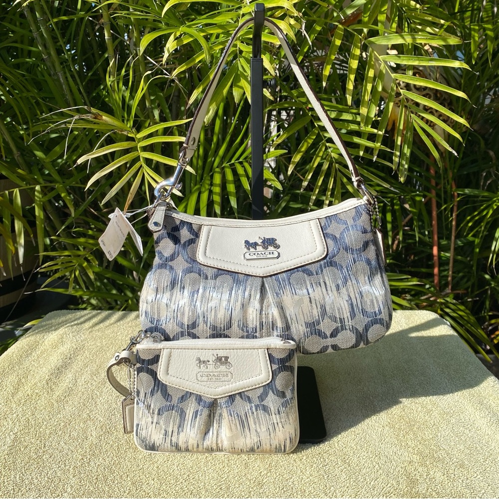 New Coach Madison Graphic Op Art Shoulder Bag & Matching Wristlet Set